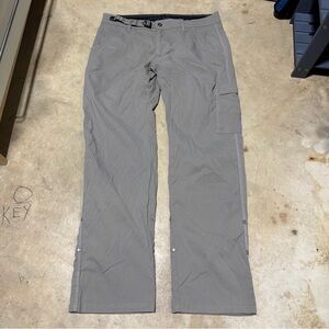 prAna Zion Pants 34x32 Mens Gray Hiking Cargo Stretch Belted Outdoor